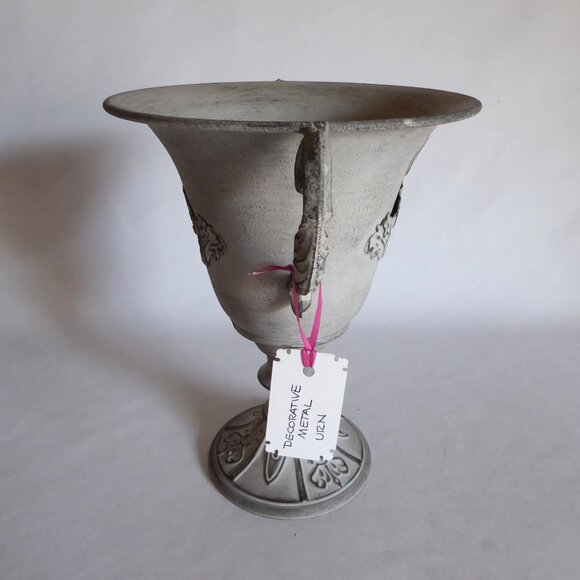 NEW SHABBY CHIC HANDLED DISTRESSED METAL URN VASE - Picture 5 of 10